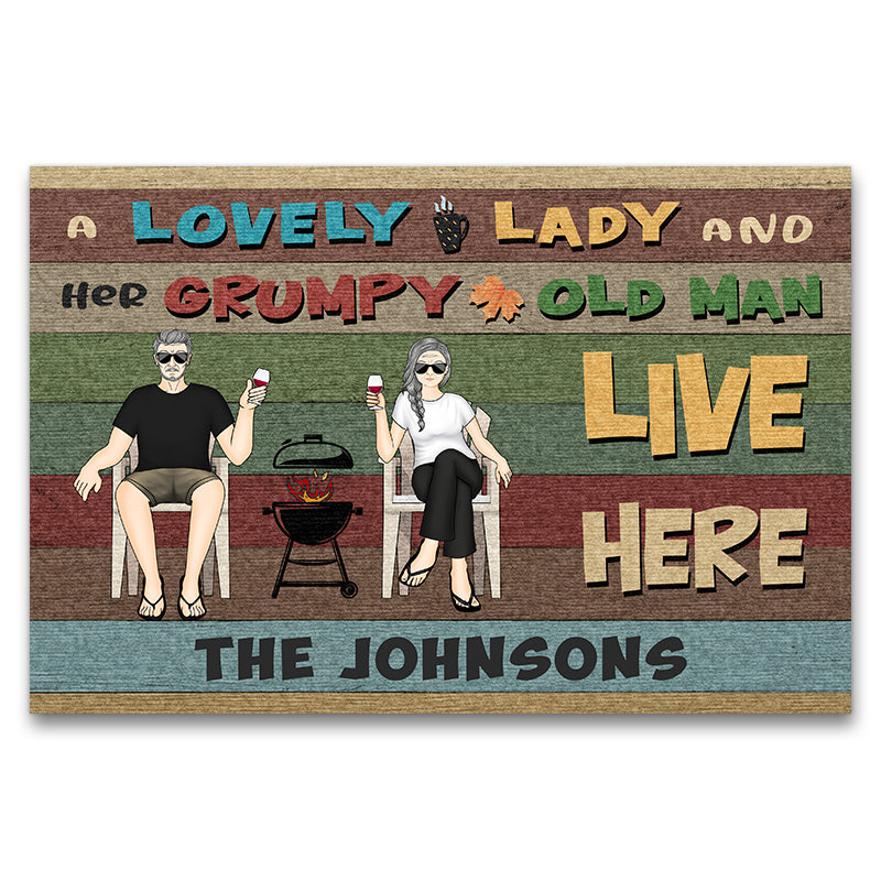 Lovely Lady Grump Old Man - Gift For Couples - Personalized Custom Doormat
