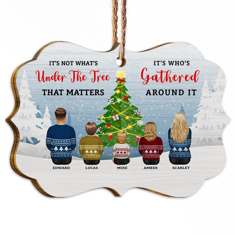 Christmas Family What's Under The Tree - Personalized Wooden Ornament