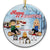 Christmas Camping Pet Lovers Couple Happy Campers - Personalized Custom Circle Ceramic Ornament