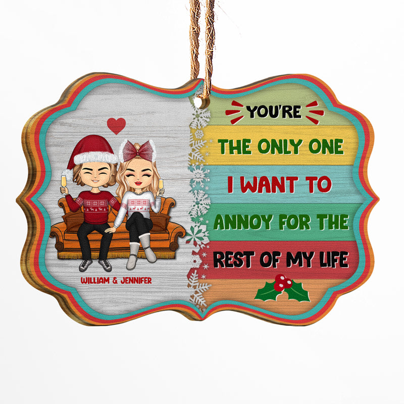 Christmas Chibi Couple I Want To Annoy For The Rest Of My Life - Personalized Custom Wooden Ornament
