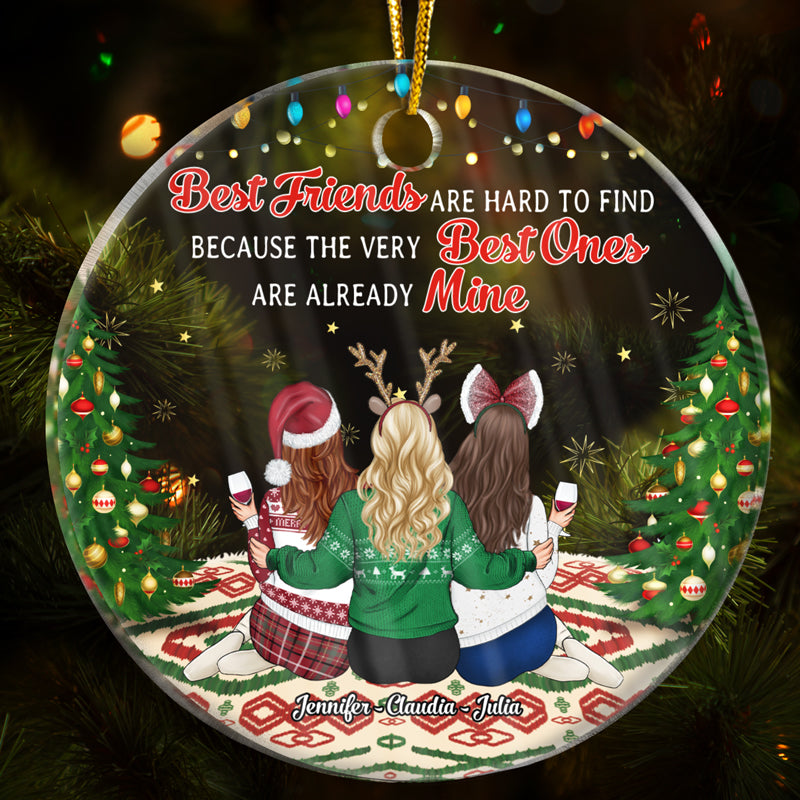 Christmas Bestie Best Friends Are Hard To Find - Gift For BFF - Personalized Custom Circle Acrylic Ornament