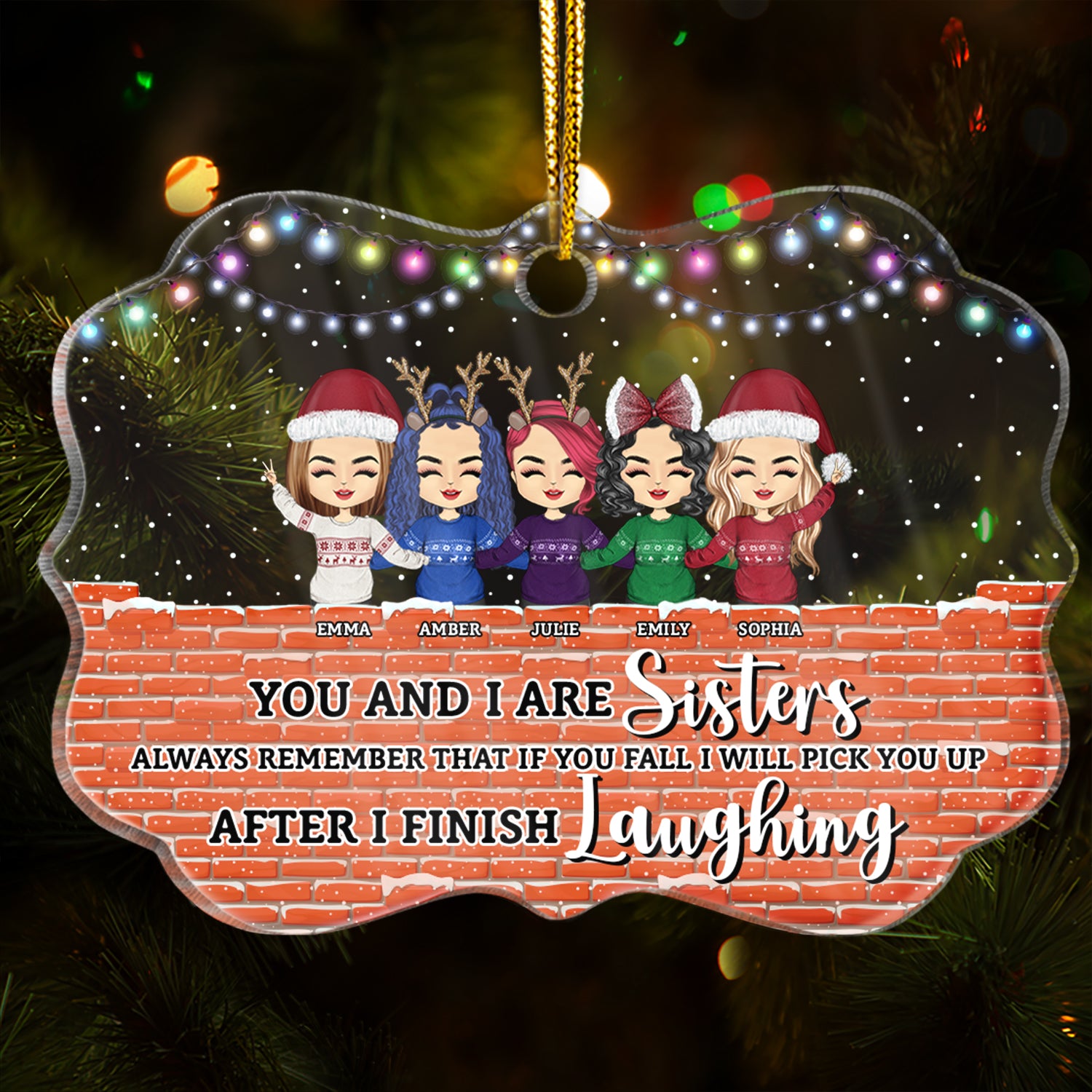 Christmas Sibling After I Finish Laughing - Personalized Custom Medallion Acrylic Ornament