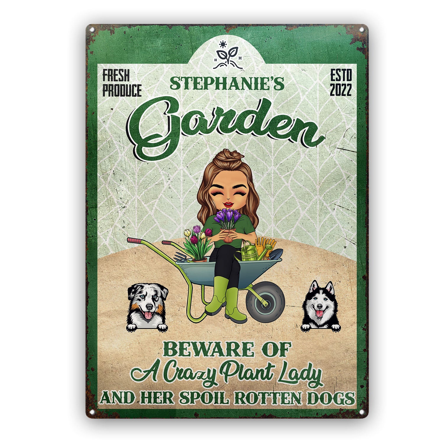 Gardening Pet Lovers Crazy Plant Lady - Personalized Custom Classic Metal Signs