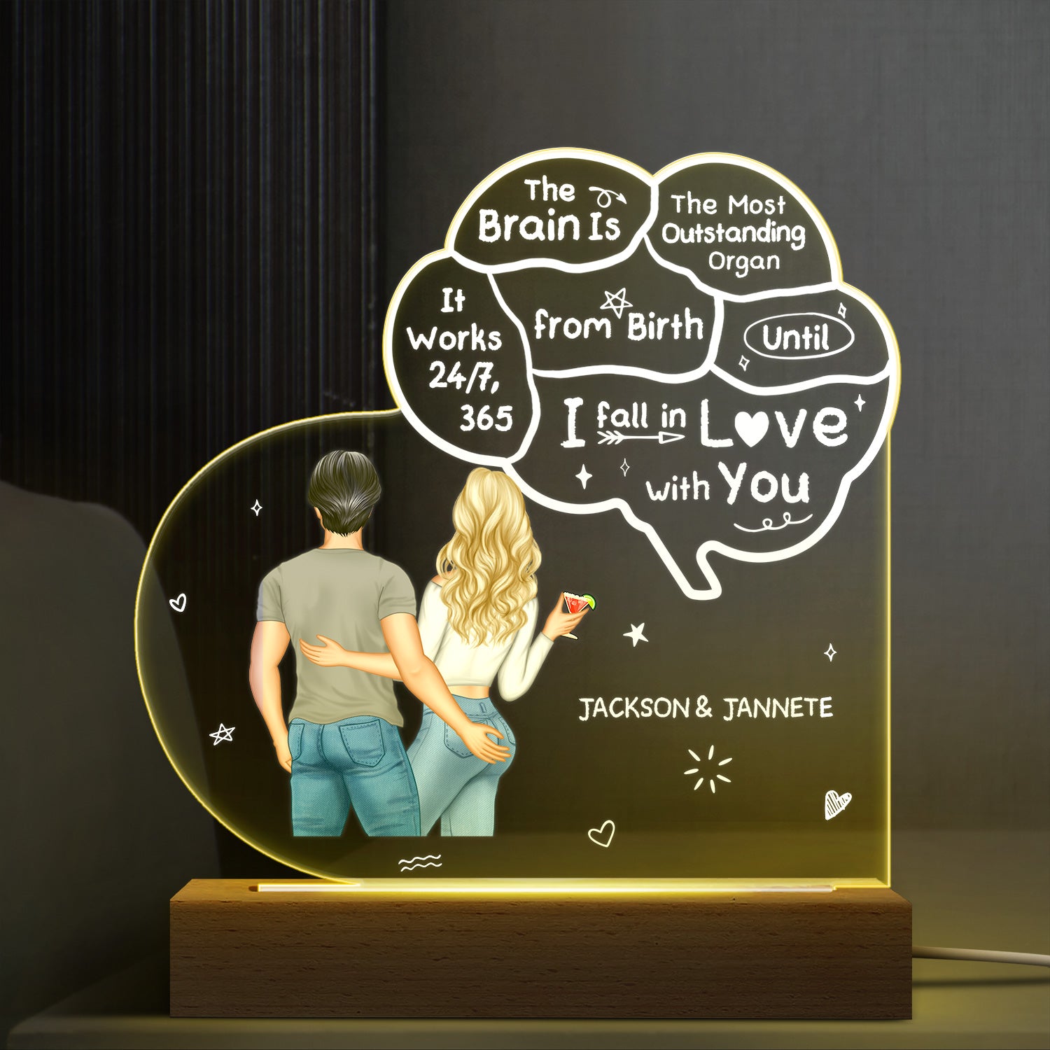 The Most Outstanding Organ - Gift For Couples - Personalized Custom 3D Led Light Wooden Base