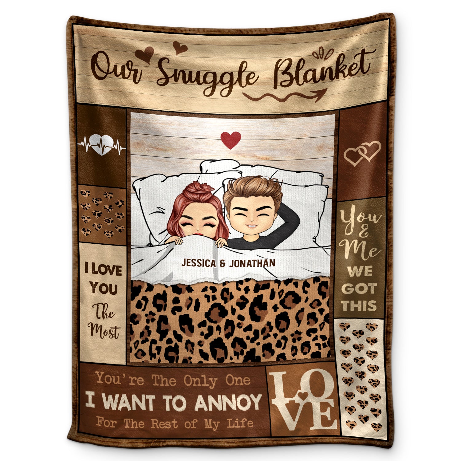 Couple Chibi Snuggle Blanket You're The Only One - Gift For Couple - Personalized Custom Fleece Blanket