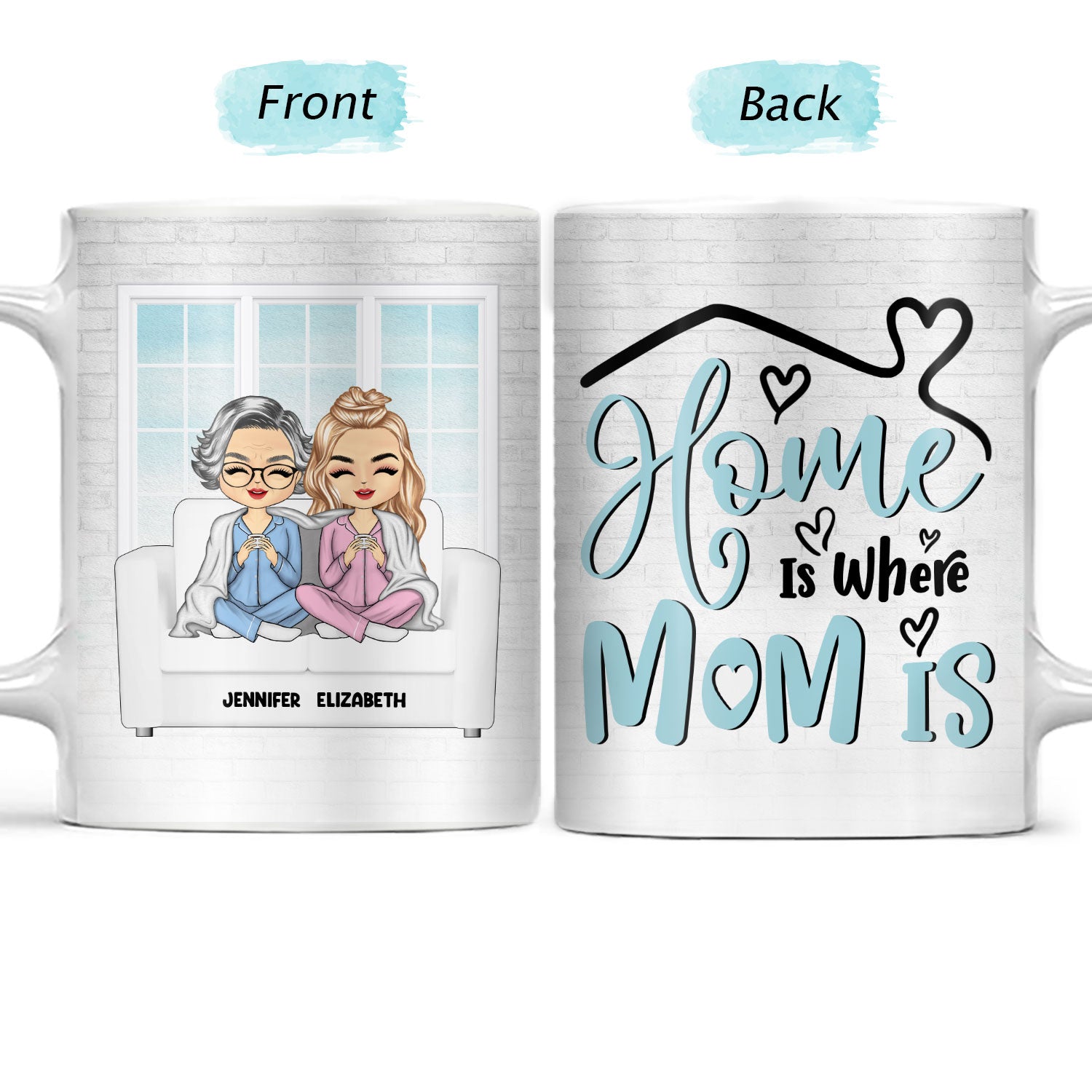 Home Is Where Mom Is - Gift For Mother - Personalized Custom White Edge-to-Edge Mug