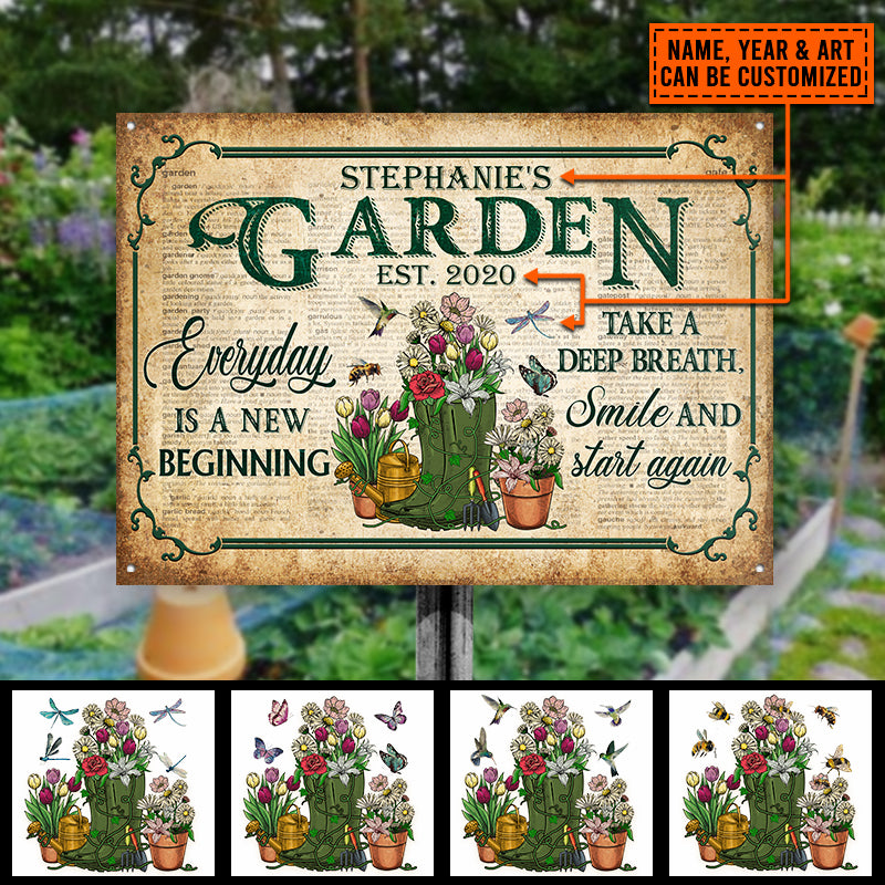 Garden Dictionary Everyday Is A New Beginning Custom Classic Metal Signs