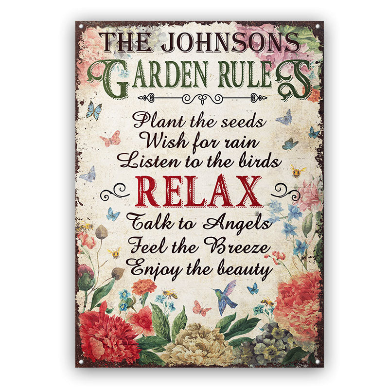 Garden Rules Plant The Seeds - Personalized Custom Classic Metal Signs