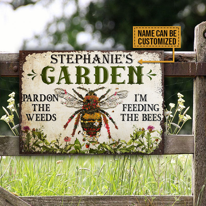 Gardening Bee Feeding The Bee Custom Classic Metal Signs