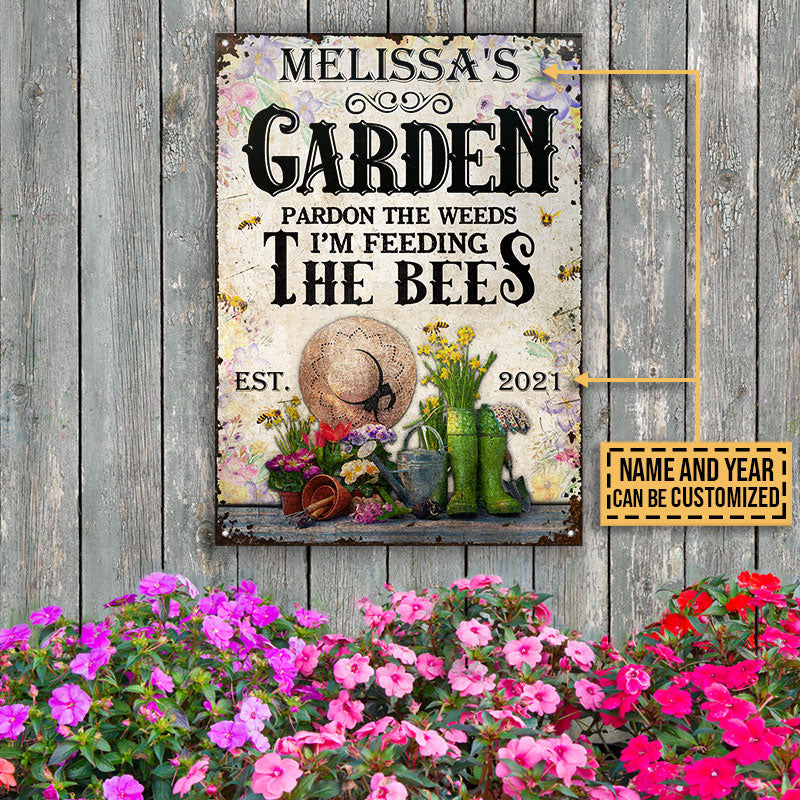 Gardening Floral Feeding The Bees Custom Classic Metal Signs
