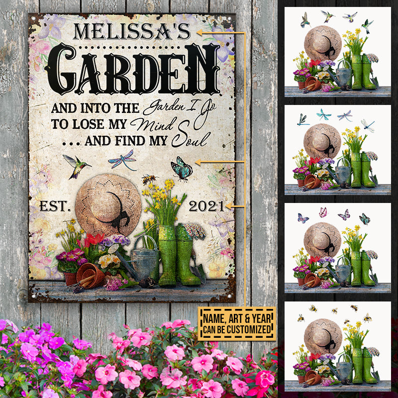 Gardening Floral Garden I Go Custom Classic Metal Signs