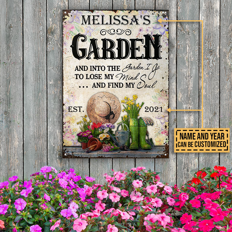 Gardening Floral Into The Garden I Go Custom Classic Metal Signs