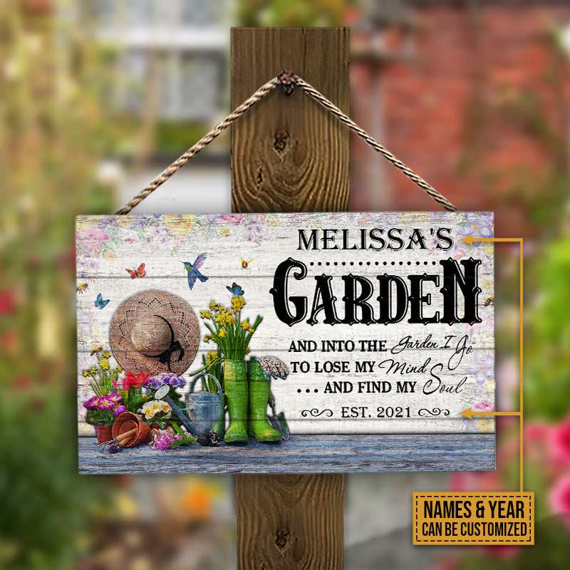 Gardening Floral Into The Garden I Go Custom Wood Rectangle Sign