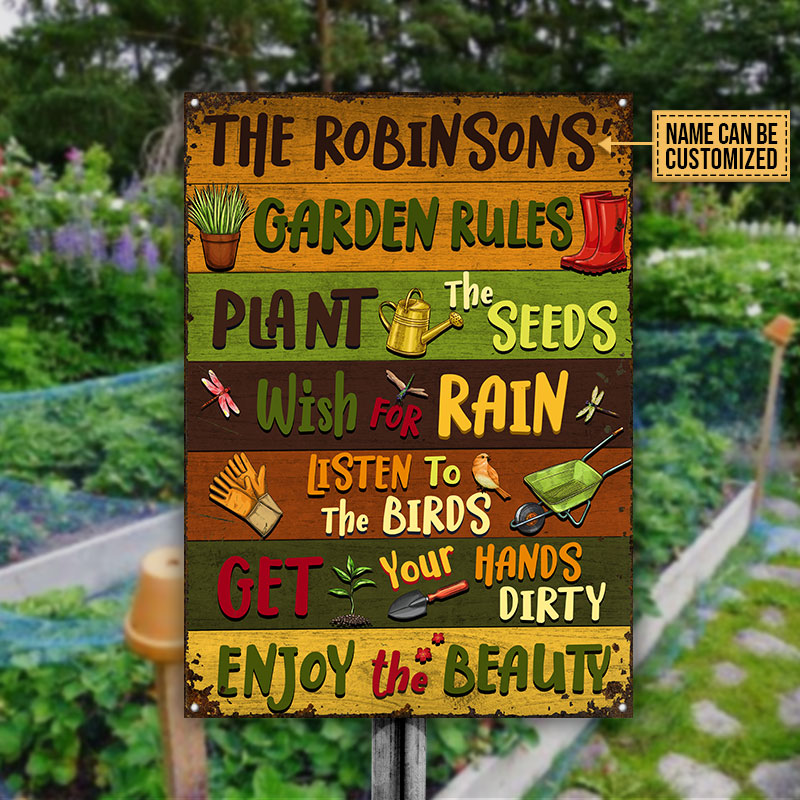 Gardening Garden Rules Custom Classic Metal Signs
