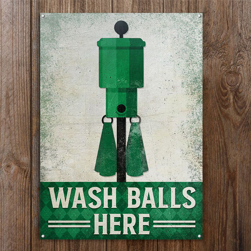 NOS Wash Balls Here Golf 2024 Course Sign