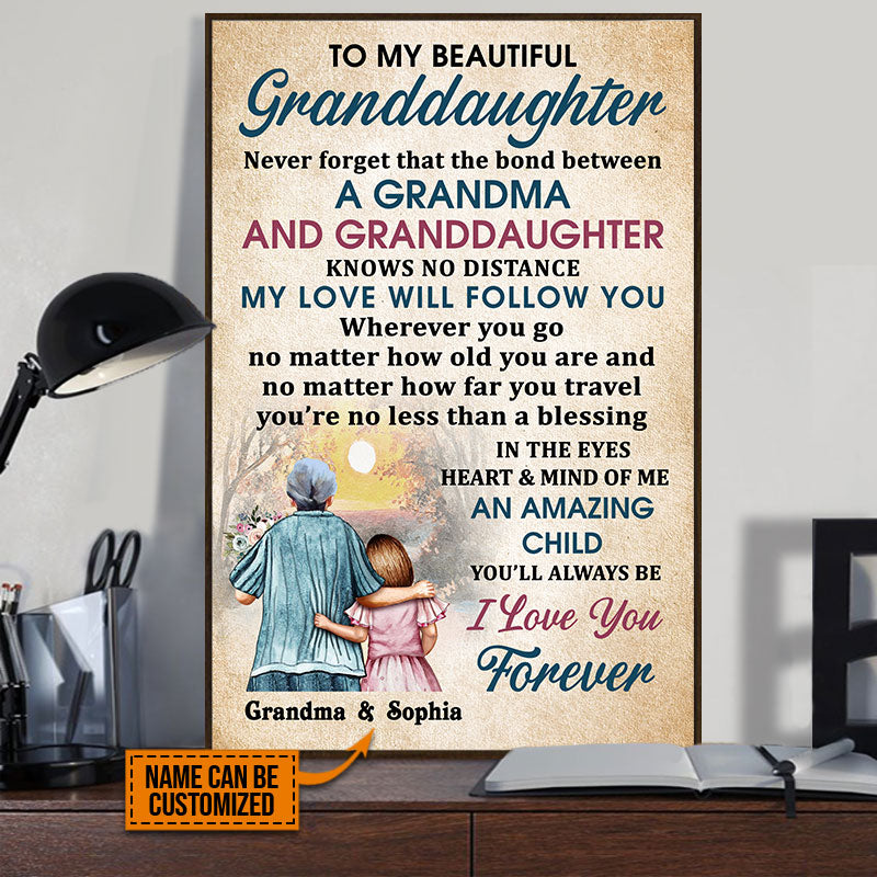 Grandma Granddaughter My Love Will Follow You Custom Poster