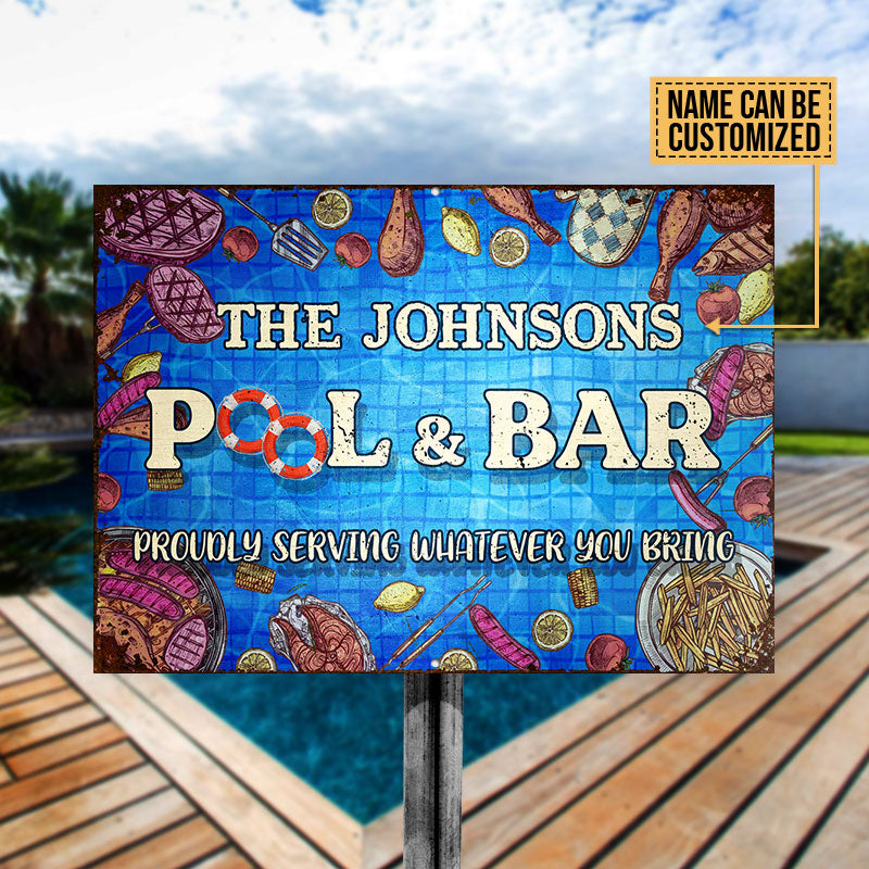 Grilling Pool And Bar Serving Whatever You Bring Custom Classic Metal Signs