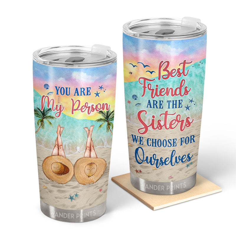 Wander Prints Funny Gift For Bestie, Summer Gifts, Birthday Gifts For Best Friends, Sisters - 	Beach Bestie Choose For Ourselves, Unique Gift For Bestie, BFF Stainless Steel Tumbler 20Oz (2 girls)