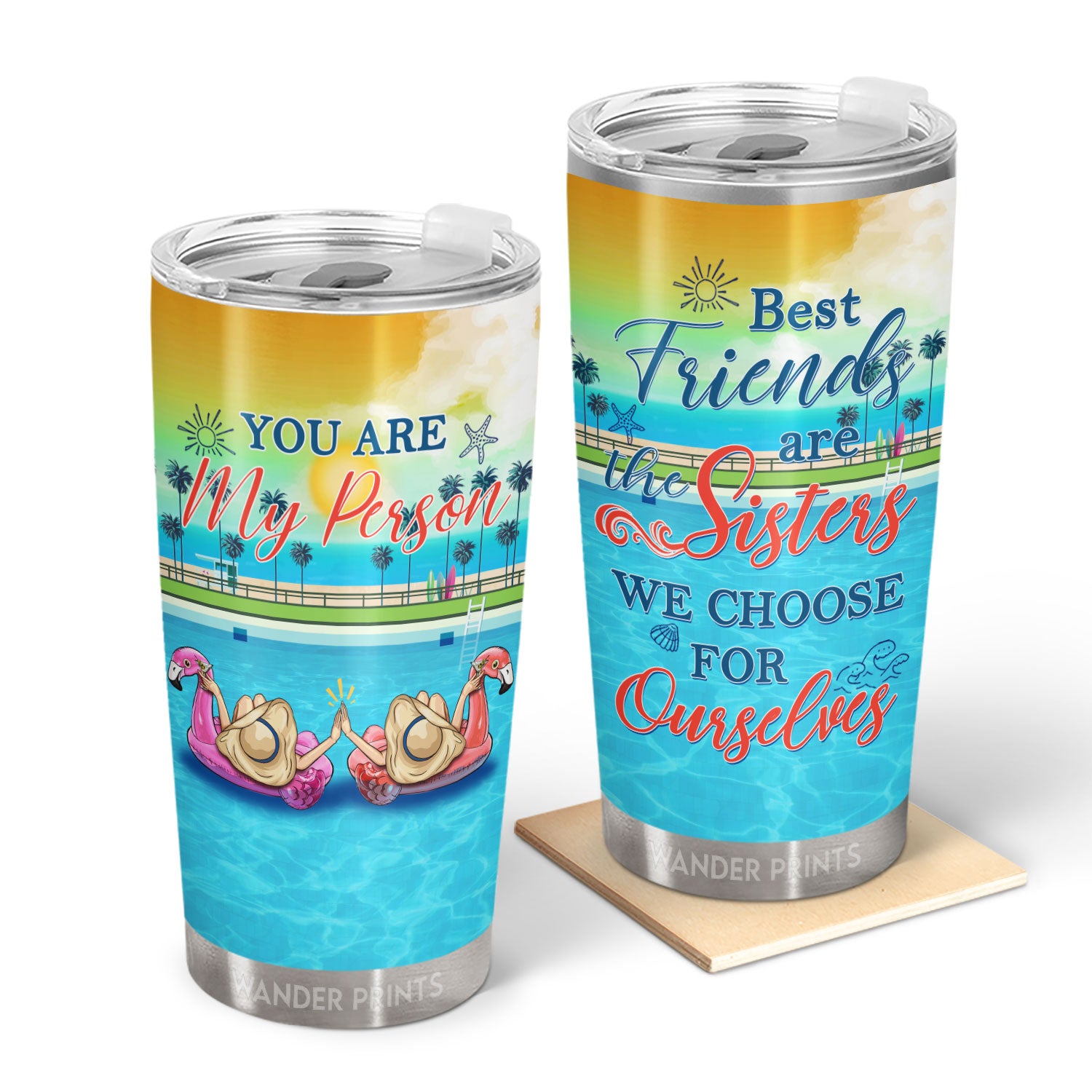 Wander Prints Funny Gift For Bestie, Summer Gifts, Birthday Gifts For Best Friends, Sisters - 	Swimming Bestie Choose For Ourselves, Unique Gift For Bestie, BFF Stainless Steel Tumbler 20Oz (2 girls)