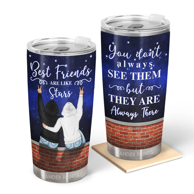 Wander Prints Funny Gift For Bestie, Summer Gifts, Birthday Gifts For Best Friends, Sisters - Best Friends Are Like Stars, Unique Gift For Bestie, BFF Stainless Steel Tumbler 20Oz