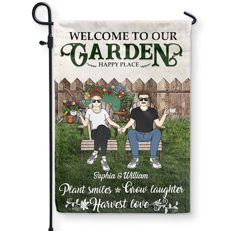 Garden Couple Plant Smiles Grow Laughter Harvest Love - Garden Decoration - Personalized Custom Flag