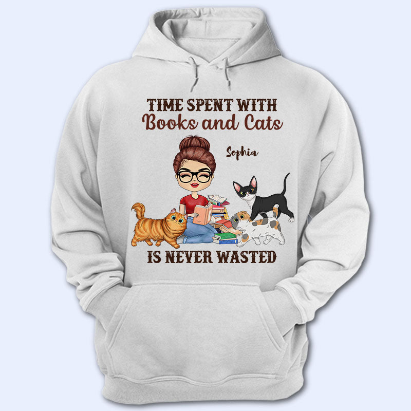 Time Spent With Books And Cats - Reading Gift - Personalized Custom Hoodie