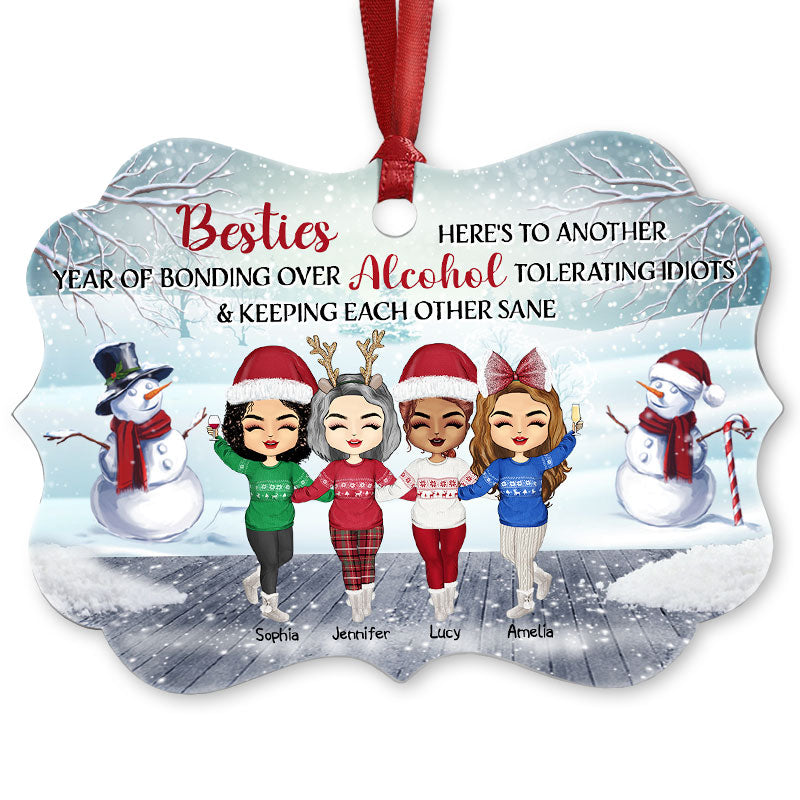 Best Friends Here's To Another Year - Christmas Gift For BFF And Colleagues - Personalized Custom Aluminum Ornament