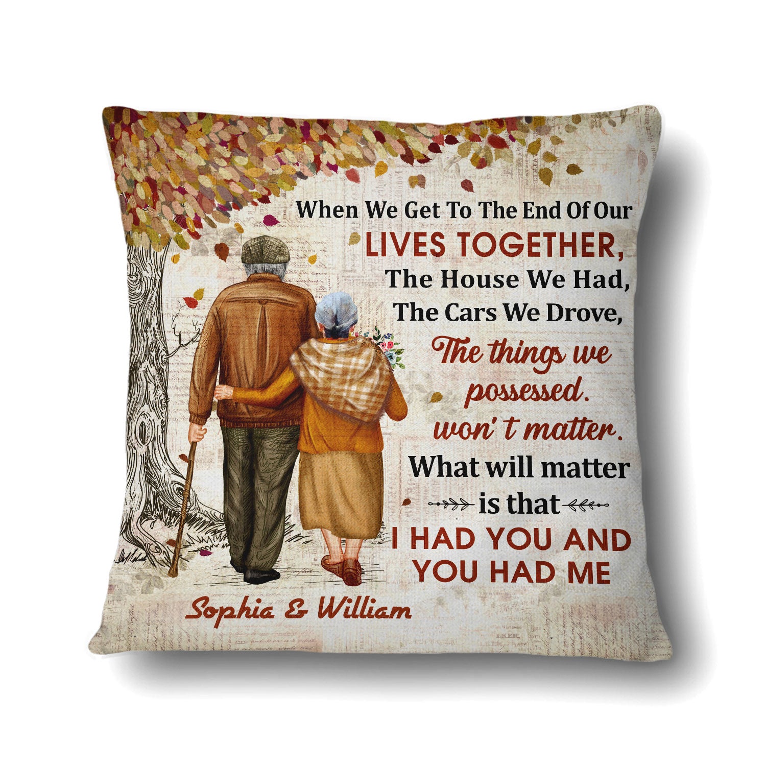 Family Old Couple Letter When We Get - Gift For Couples - Personalized Custom Pillow