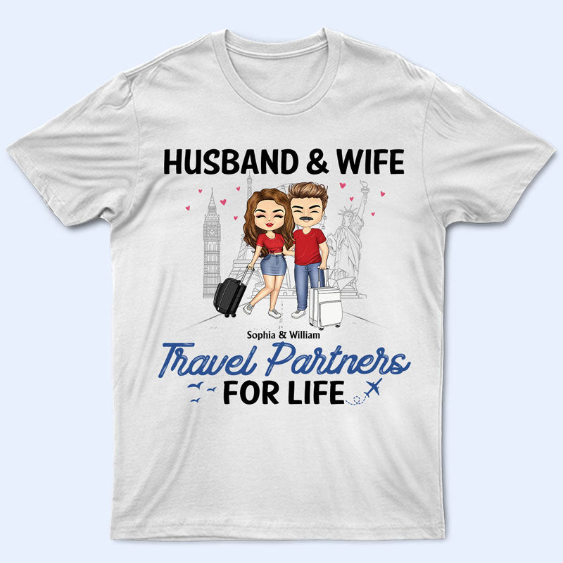 Travel Couple Travel Partners For Life - Couple Gift - Personalized Custom T Shirt