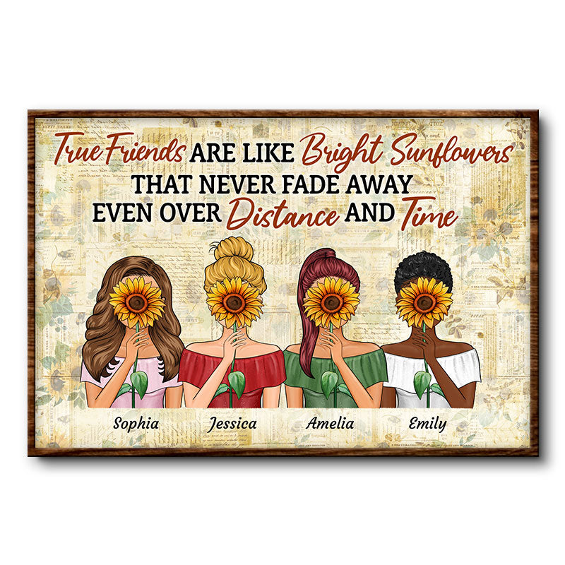 True Friends Are Like Bright Sunflowers - Bestie BFF Gift - Personalized Custom Poster