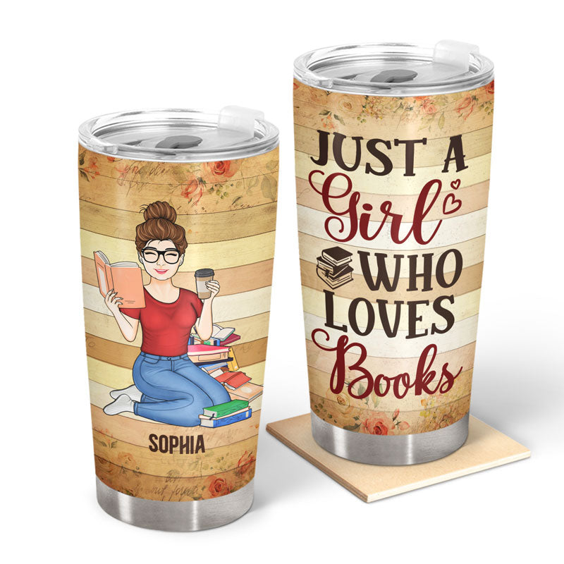 Just A Girl Who Loves Books Reading Vintage - Gift For Women - Personalized Custom Tumbler
