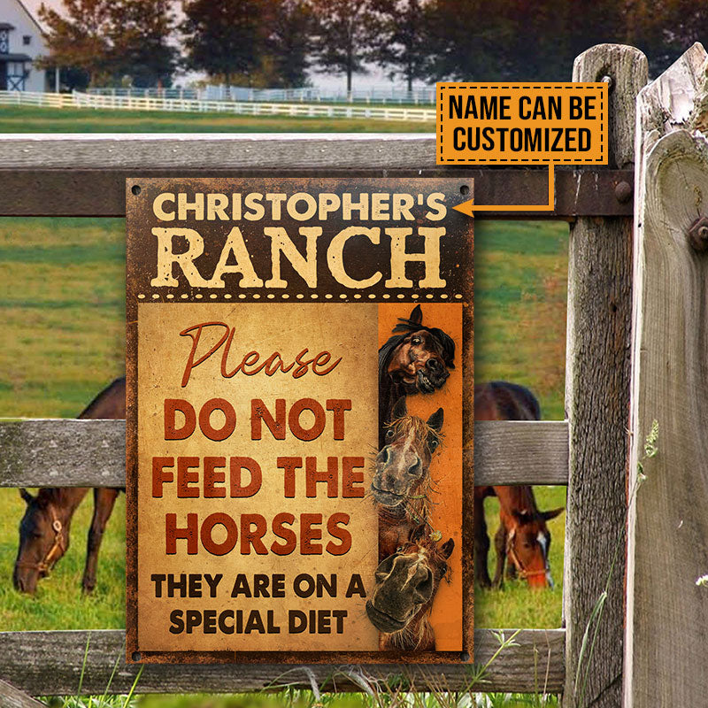 Horse Ranch, Horse Riding, Horse Ranch Sign, Do Not Feed The Horse Custom Classic Metal Signs