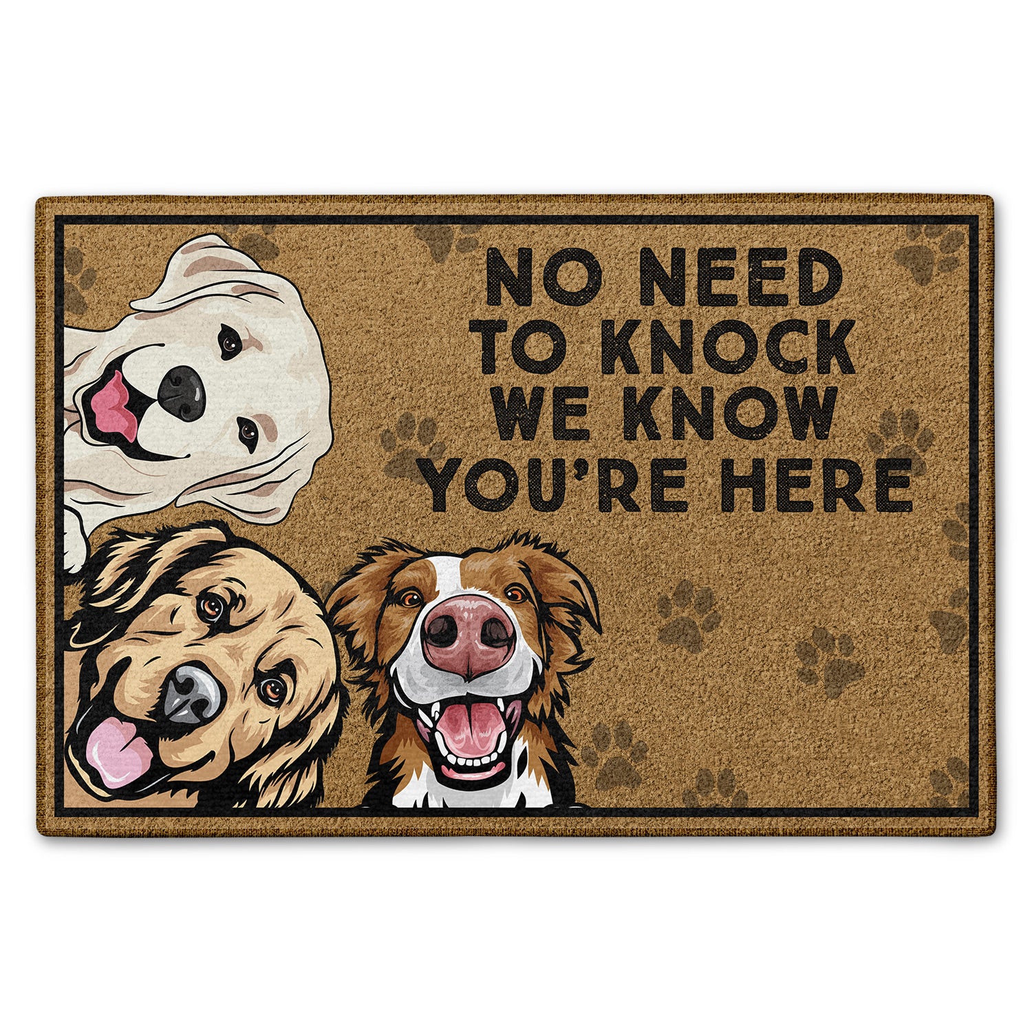 No Need To Knock We Know You're Here - Home Decor, Birthday, Housewarming Gift For Dog Lovers & Cat Lovers - Personalized Custom Doormat