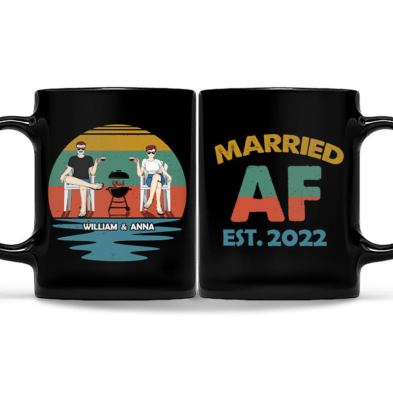 Married AF - Gift For Couples - Personalized Custom Black Mug