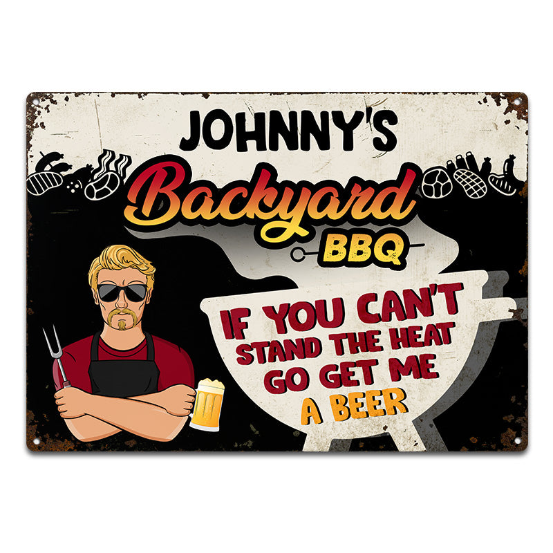 Backyard BBQ Go Get Me A Beer - Personalized Custom Classic Metal Signs