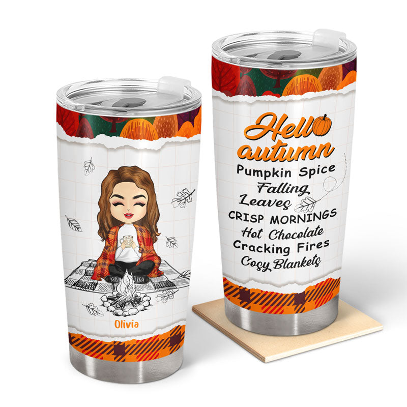 Pumpkin Spice Falling Leaves Autumn - Personalized Custom Tumbler