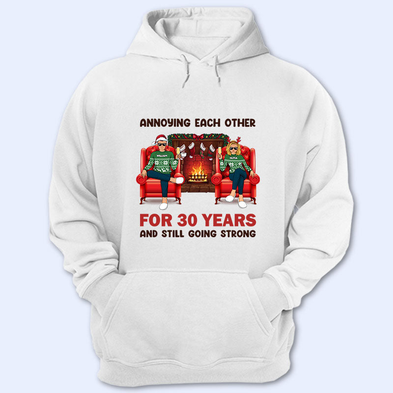 Christmas Fireplace Annoying Each Other - Gift For Couples - Personalized Custom Hoodie