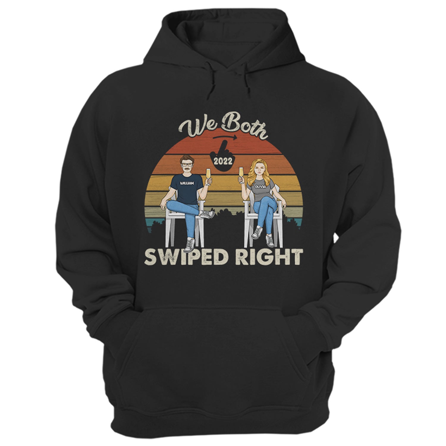 Both Swiped Right - Gift For Couples - Personalized Custom Hoodie