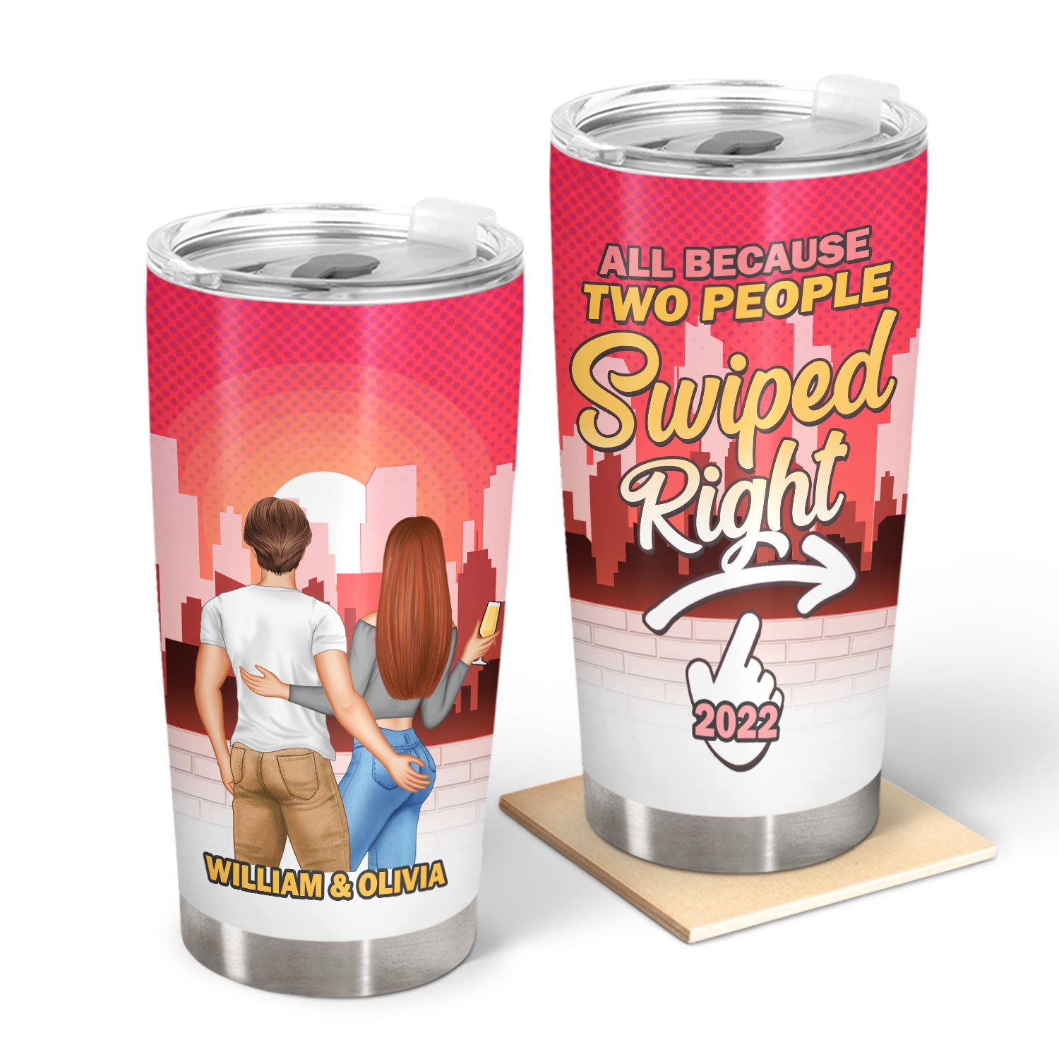 Swiped Right - Gift For Couples - Personalized Custom Tumbler