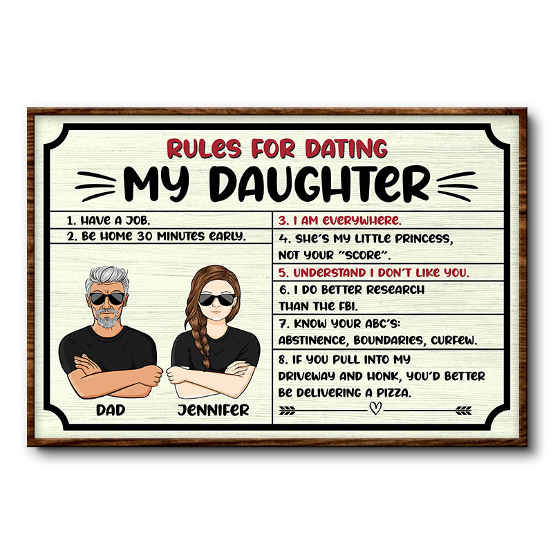 Rules For Dating My Daughter - Personalized Custom Poster