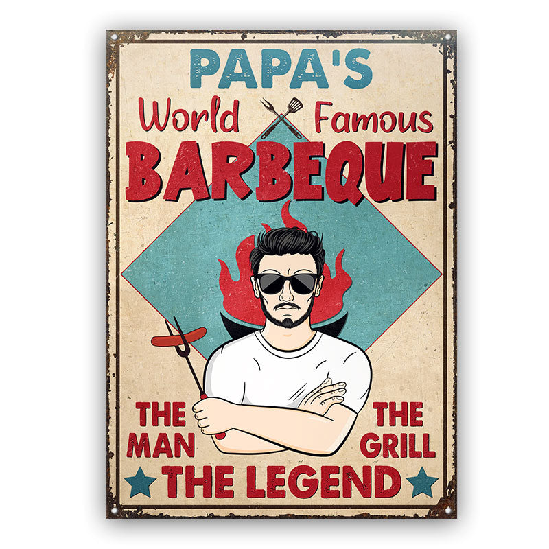 Dad's Barbecue Smokehouse and Grill Personalized Metal Signs