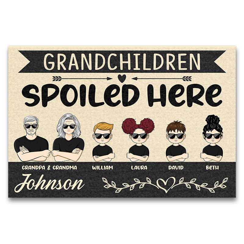 Granpa & Grandma Grandchildrens Spoiled Here - Gift For Grandparents - Personalized Custom Doormat