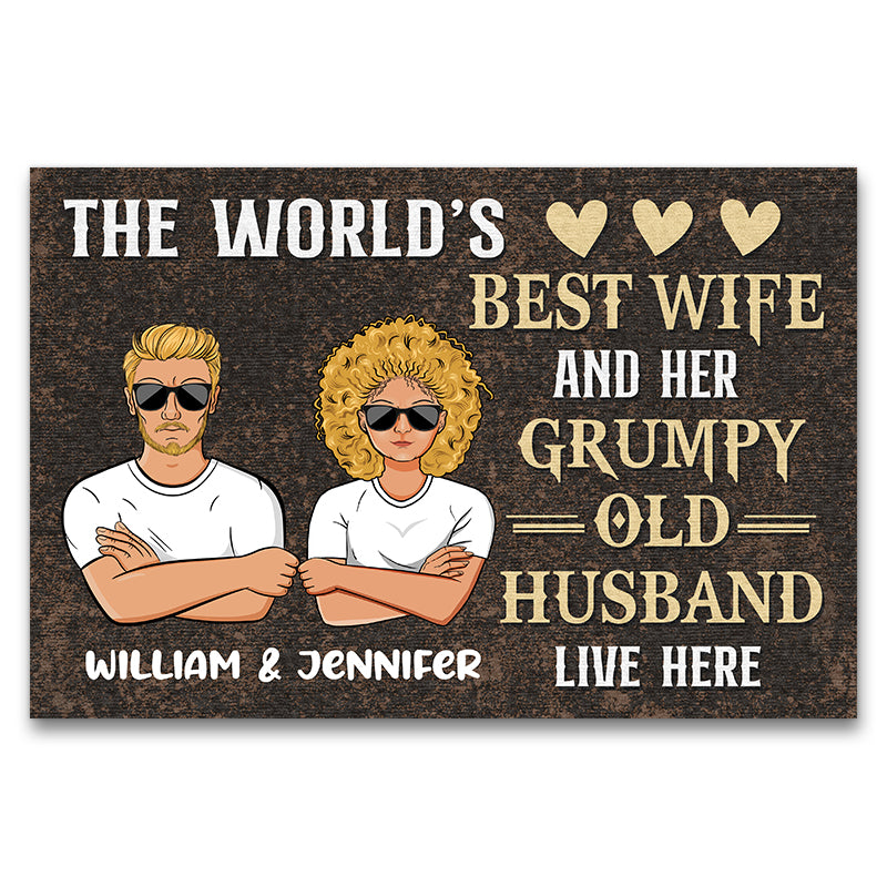 Best Wife Live Here Husband And Wife Gift - Personalized Custom Doormat