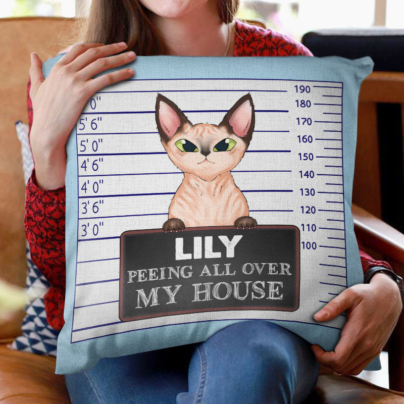 Cat Lovers Peeing Crime - Personalized Custom Pillow - Wander Prints™