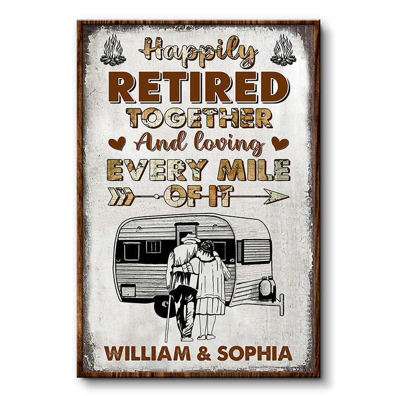 Happily Retired Together Camping - Anniversary Gift - Personalized Custom Poster
