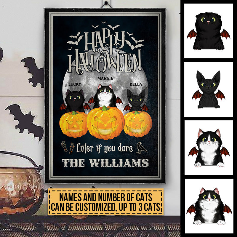 Happy Halloween, Black Cat Bat Costume, Halloween Decoration, Custom Poster