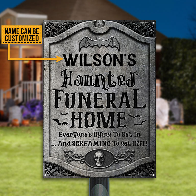 Haunted House Haunted Funeral Home Custom Classic Metal Signs, Halloween Decorations Outdoor