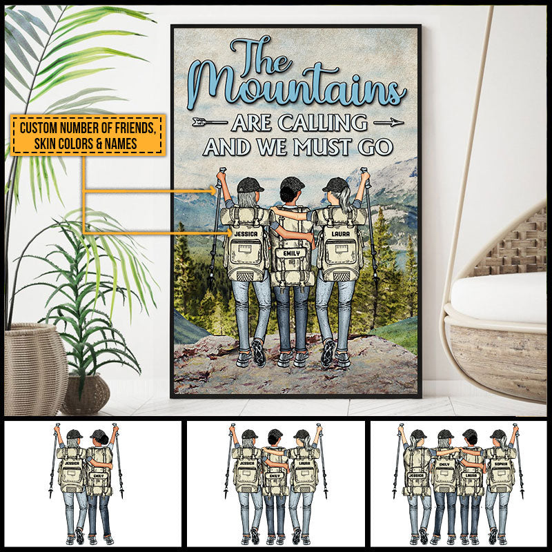 Hiking Bestie The Mountains Are Calling Custom Poster