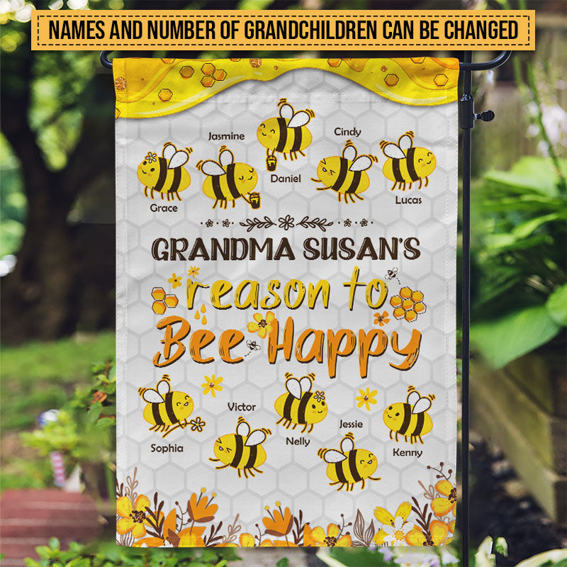 Honey Bee Grandma Reasons To Bee Happy Custom Flag