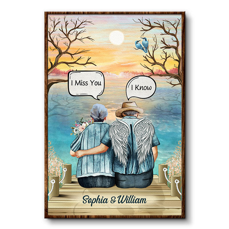 I Miss You Loss Of Husband Widow Old Couple  - Memorial Gift - Personalized Custom Poster